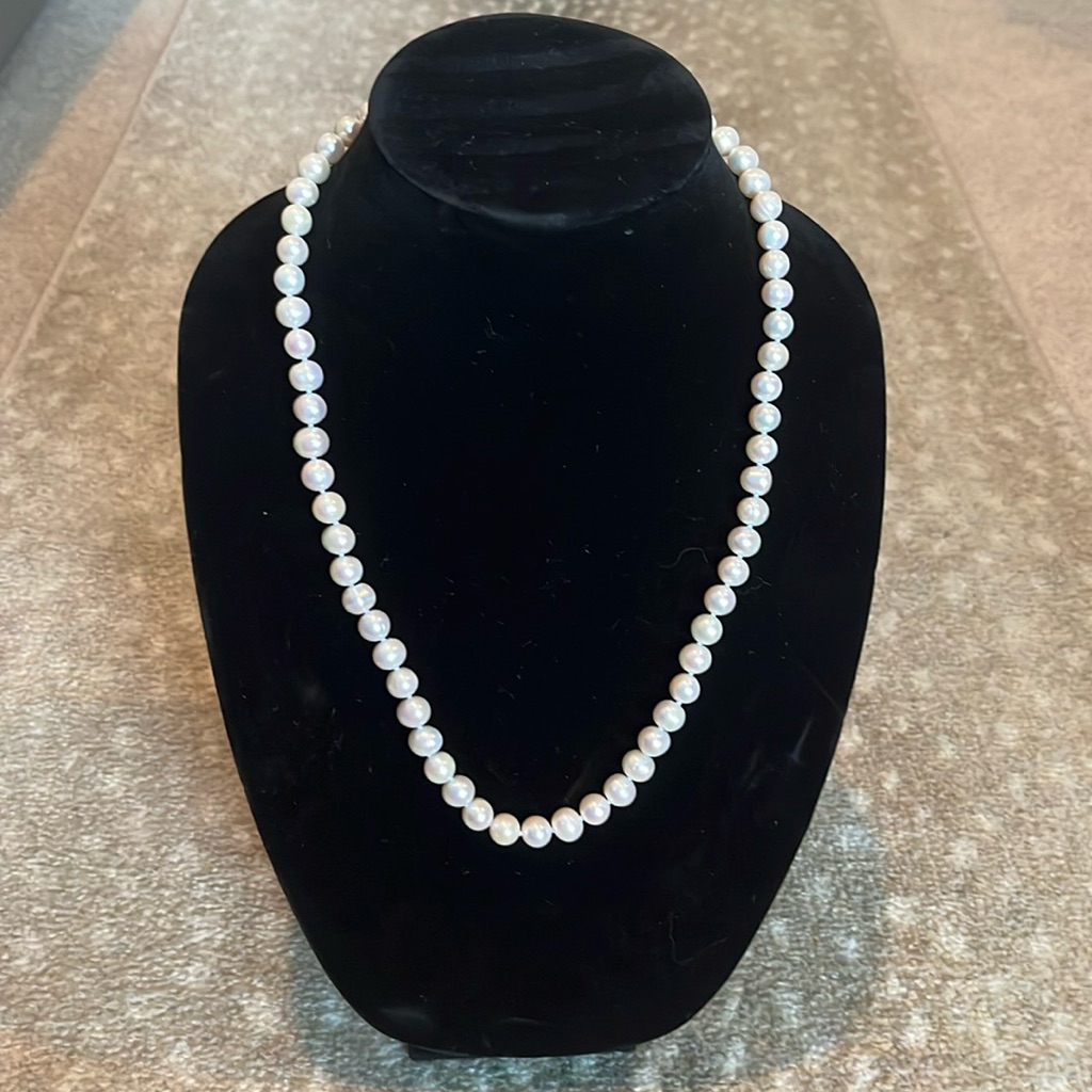 White Cultured Freshwater Pearl Rhodium Over Sterling 24 Inch Strand Necklace 25$